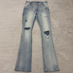 Serenade Stacked Denim Jeans Light Wash Distressed Men's 34 Slim Fit